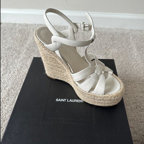 SAINT LAURENT TRIBUTE ESPADRILLES WEDGE WHOTE SIZE 7/37 - Picture 3 of 6